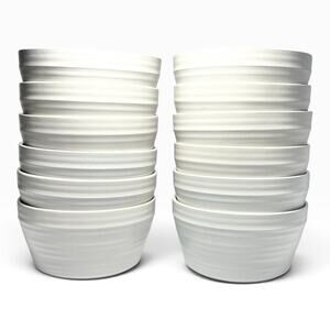 Bee & Willow “Milbrook, White” 12 Ceramic Coupe All Purpose Large Bowls 6”
